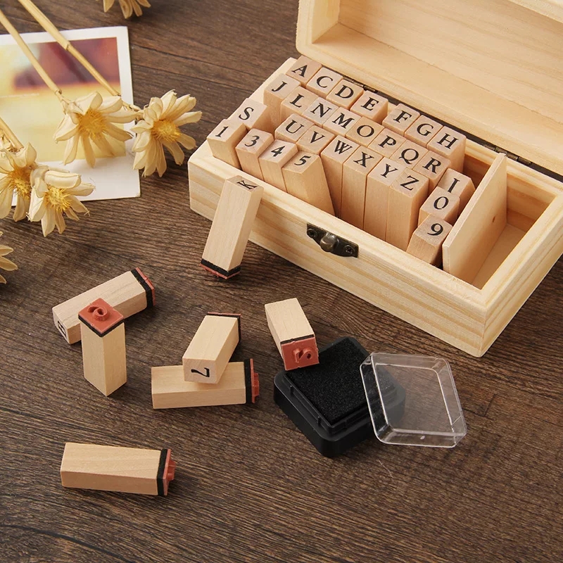 -1236490306743684302 36pcs Alphabet wooden Stamp #ST0002 - Image 1