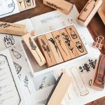 Retro lotus wooden stamp set