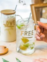 Glass water Mug with lid spoon - Image 3