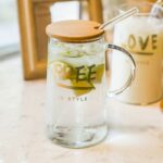 Glass water Mug with lid spoon