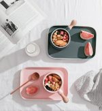 Pink grey one person breakfast tableware - Image 4