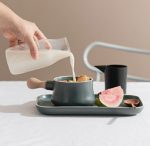 Pink grey one person breakfast tableware - Image 2