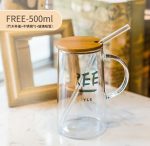 Glass water Mug with lid spoon - Image 8