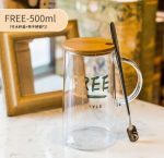 Glass water Mug with lid spoon - Image 11