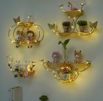 Gold color cute wall decorative shelf