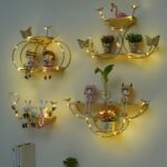 Gold color cute wall decorative shelf