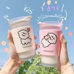 Kawaii Alpaca Frosted Milk Coffee Glass Cup with Lid and Spoon - Image 12