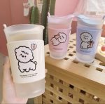 Kawaii Alpaca Frosted Milk Coffee Glass Cup with Lid and Spoon - Image 2