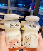 Super Cute Milk Water Cup with Loose Lid and Straw - Image 12