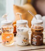 Super Cute Milk Water Cup with Loose Lid and Straw - Image 2