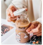 Super Cute Milk Water Cup with Loose Lid and Straw - Image 4