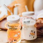 Super Cute Milk Water Cup with Loose Lid and Straw