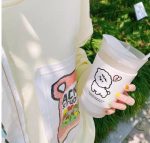 Kawaii Alpaca Frosted Milk Coffee Glass Cup with Lid and Spoon - Image 13