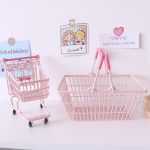 Pink Mini Shopping Cart Trolley Basket