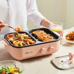 Bear Korean electric grill pan hot pot barbecue all-in-one machine multi-function frying and cooking dual-purpose