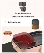 Bear Korean electric grill pan hot pot barbecue all-in-one machine multi-function frying and cooking dual-purpose - Image 8