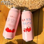Pink Strawberry Thermal Flask With Straw Stainless Steel Tumbler Mug - Image 5