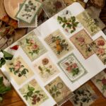 60pcs Vintage Plant Flower Stamp Sticker