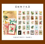 60pcs Vintage Plant Flower Stamp Sticker - Image 4