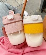 Korean Portable Glass Coffee Milk Cup With Straw - Image 12