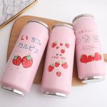 Pink Strawberry Thermal Flask With Straw Stainless Steel Tumbler Mug - Image 14