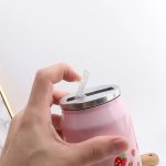 Pink Strawberry Thermal Flask With Straw Stainless Steel Tumbler Mug - Image 6