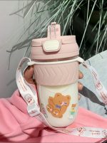 Korean Portable Glass Coffee Milk Cup With Straw - Image 5