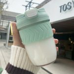Korean Portable Glass Coffee Milk Cup With Straw - Image 10