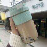 Korean Portable Glass Coffee Milk Cup With Straw - Image 9