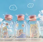 SailorMoon Kawaii Glass Water Bottle with Two Lid and Straw - Image 2