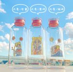 SailorMoon Kawaii Glass Water Bottle with Two Lid and Straw - Image 3