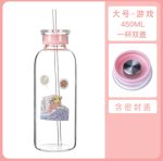 SailorMoon Kawaii Glass Water Bottle with Two Lid and Straw - Image 13