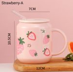 Kawaii Strawberry Orange Fruit Ceramic Cup with Lid Straw - Image 5