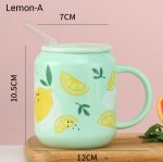 Kawaii Strawberry Orange Fruit Ceramic Cup with Lid Straw - Image 6