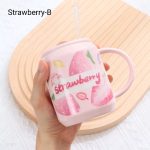 Kawaii Strawberry Orange Fruit Ceramic Cup with Lid Straw - Image 9