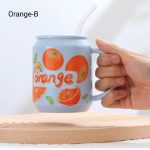 Kawaii Strawberry Orange Fruit Ceramic Cup with Lid Straw - Image 10