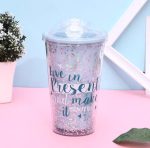 Candy Color Star Sequin Drinking Water Bottle with Straw - Image 10