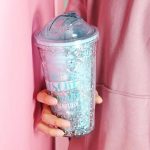 Candy Color Star Sequin Drinking Water Bottle with Straw - Image 4