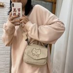 Bear Corduroy Cute Tote Messenger Bag - Image 7