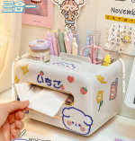 Cute multifunctional desktop makeup storage box tissue box
