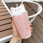 Cute Cat Ceramic Cup with Lid and Straw - Image 10