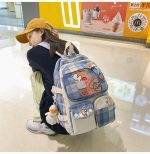 Plaid Checked Japanese Large Capacity High School Backpack - Image 5