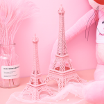 Pink Vintage Paris Eiffel Tower Sculpture Girl Desk Decor - Image 2