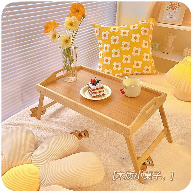 Instagrammable Wooden Foldable Bed Table