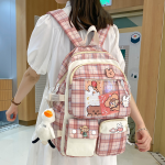 Plaid Checked Japanese Large Capacity High School Backpack