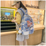 Plaid Checked Japanese Large Capacity High School Backpack - Image 12