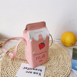 Strawberry Banana Milk Cute Drink Box Woman Crossbody Shoulder Bag Coin Purse - Image 3