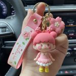 Pink Sakura Anime Girl Kawaii Backpack Pendant Car Keychain - Image 7