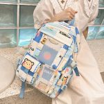 DIFA Cute Bear Cartoon printing Large Capacity Teenager High School Backpack Travel Backpack - Image 14