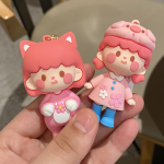 Pink Sakura Anime Girl Kawaii Backpack Pendant Car Keychain - Image 3